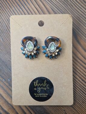 Western Chic Tortoise Shell And Turquoise Earrings